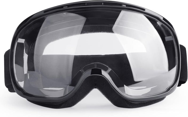 4-FQ Adjustable Motorcycle Goggles, Lightweight, Black Frame+Clear Lens, Unisex - Image 1